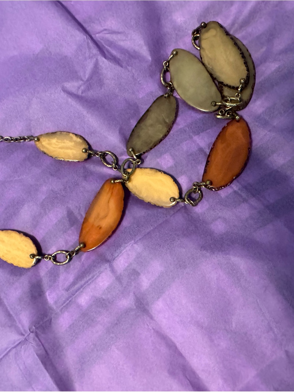 Boho Statement Necklace Earth Tone Stone Long Necklace- Must Have!!